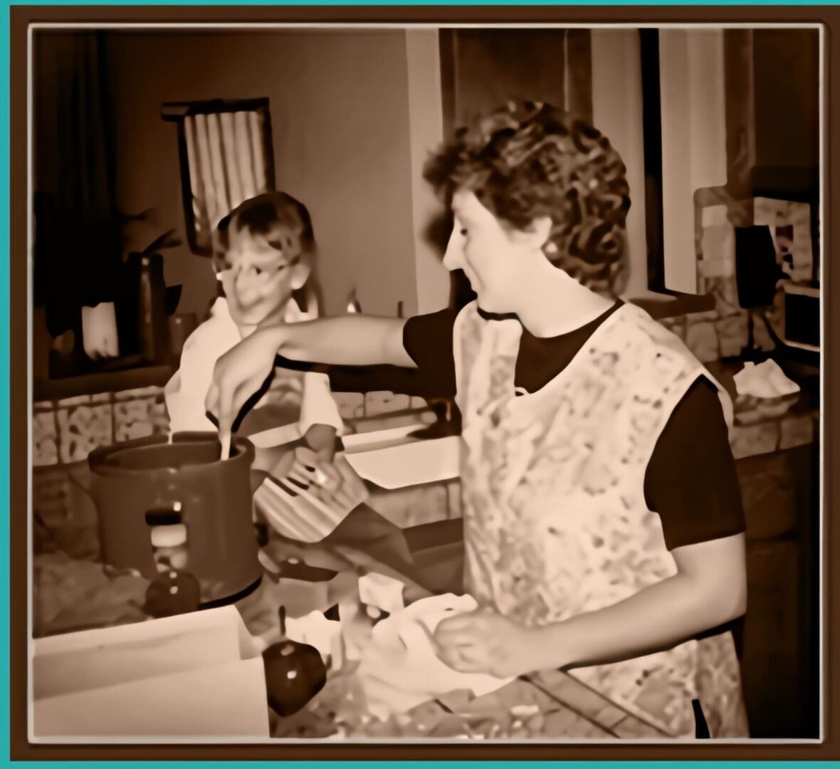 A woman and boy in the kitchen